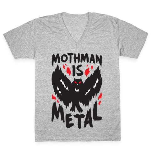 Mothman Is Metal V-Neck Tee Shirt