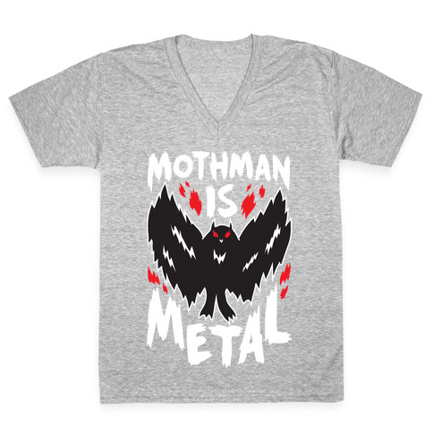 Mothman Is Metal V-Neck Tee Shirt