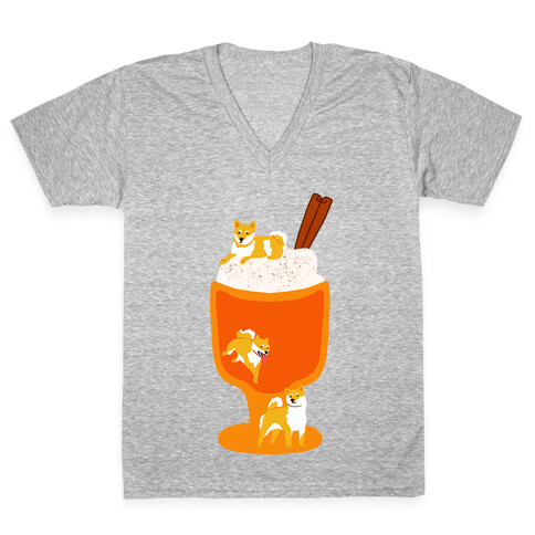 Pumpkin Spice Shibas V-Neck Tee Shirt