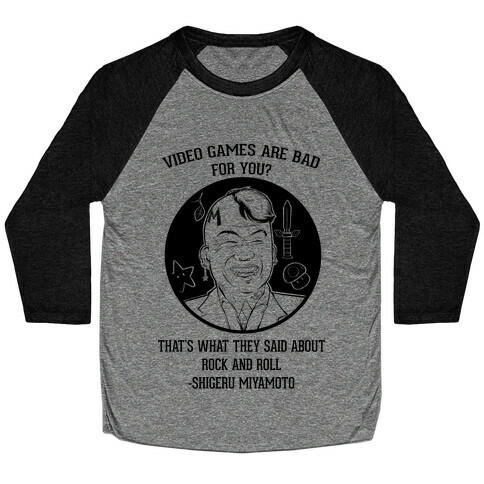 Video Games Are Bad For You? That's What They Said About Rock And Roll Baseball Tee