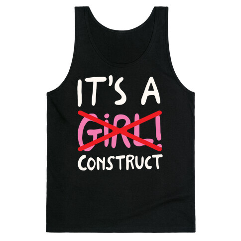 It's A Construct Girl Parody White Print Tank Top