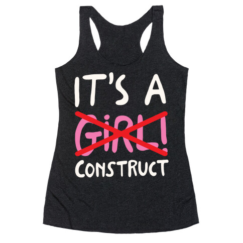 It's A Construct Girl Parody White Print Racerback Tank Top