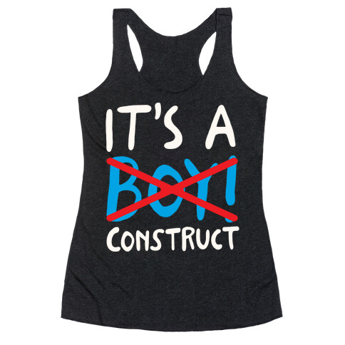 It's A Construct Boy Parody White Print Racerback Tank Top