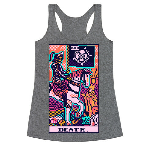 Pixelated Death Tarot Card Racerback Tank Top