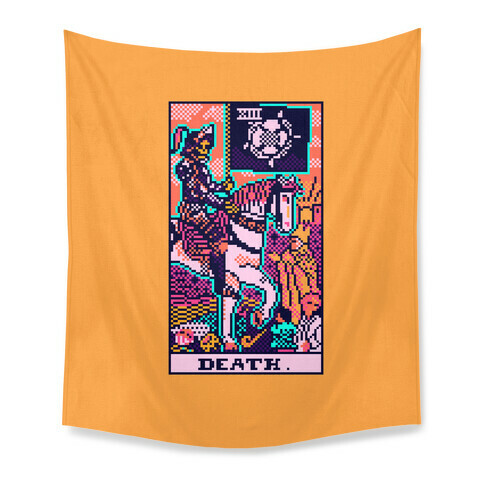 Pixelated Death Tarot Card Tapestry