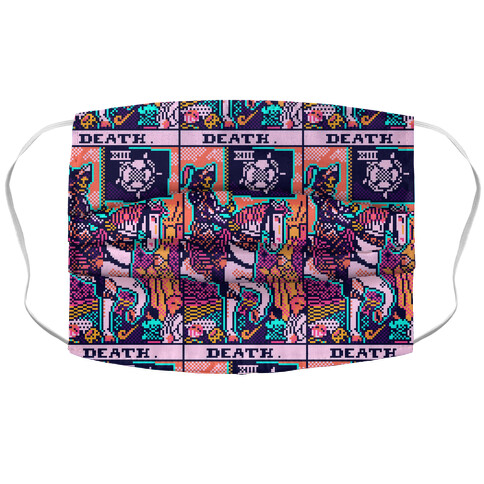 Pixelated Death Tarot Card Accordion Face Mask