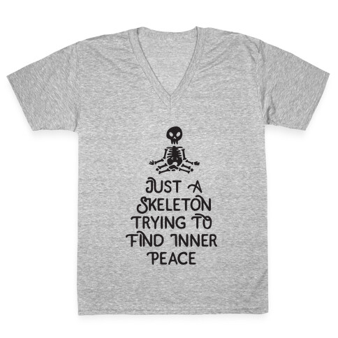 Skeleton Peace V-Neck Tee Shirt