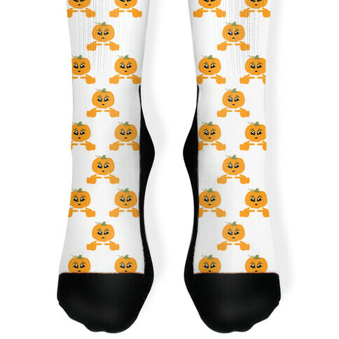 Shy Emoji Jack-o-Lantern Sock