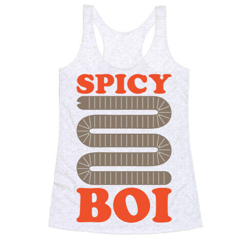 Spicy Boi Worm Parody Racerback Tank Top