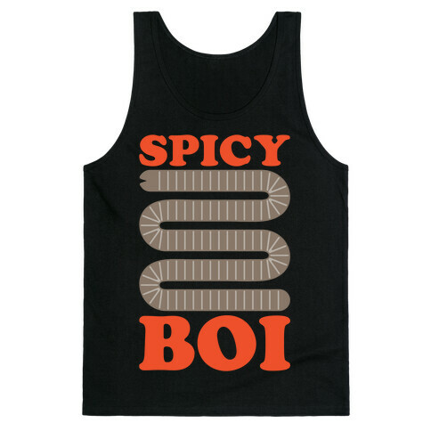 Spicy Boi Worm Parody White Print Tank Top