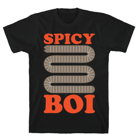 Spicy Boi Worm Parody White Print T-Shirt