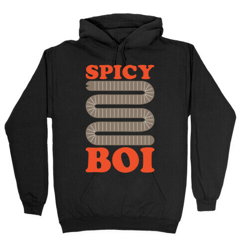 Spicy Boi Worm Parody White Print Hooded Sweatshirt