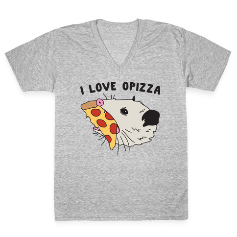 I Love Opizza Opossum V-Neck Tee Shirt