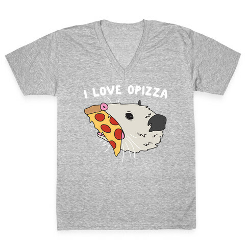 I Love Opizza Opossum V-Neck Tee Shirt