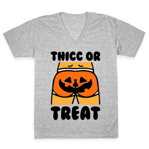 Thicc Or Treat Pumpkin Butt V-Neck Tee Shirt