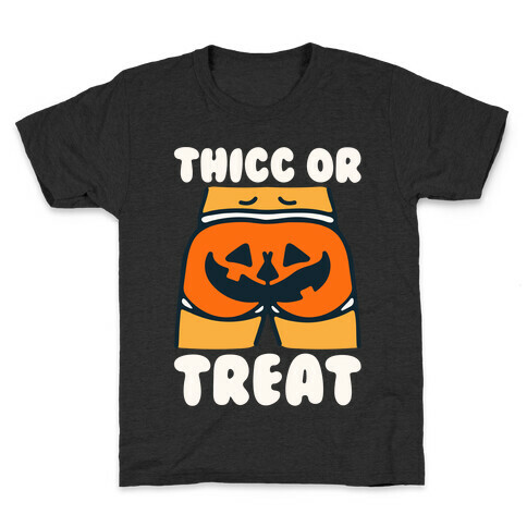 Thicc Or Treat Pumpkin Butt White Print Kids T-Shirt
