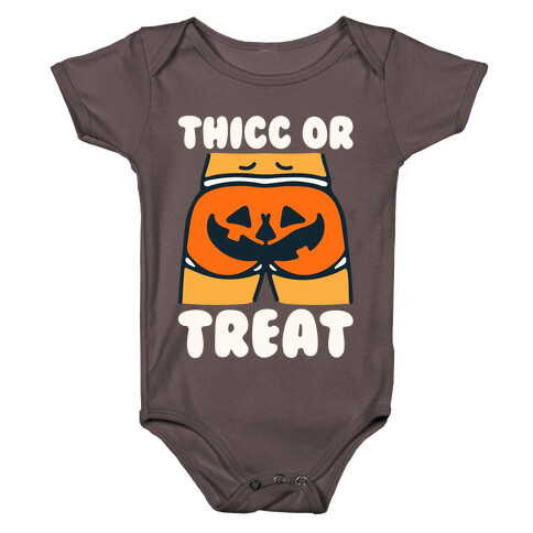 Thicc Or Treat Pumpkin Butt White Print Baby One-Piece