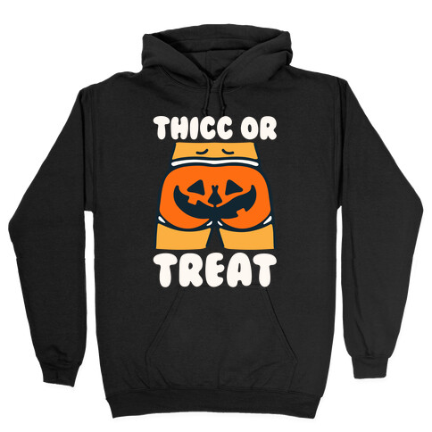 Thicc Or Treat Pumpkin Butt White Print Hooded Sweatshirt