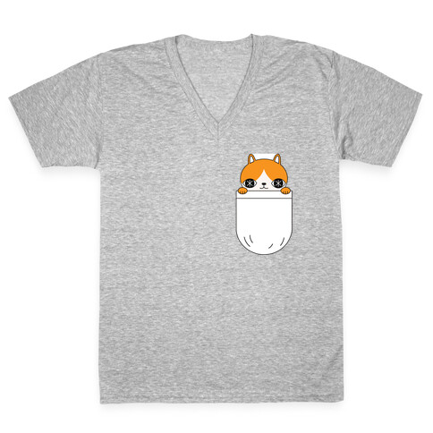 Pocket Cat V-Neck Tee Shirt