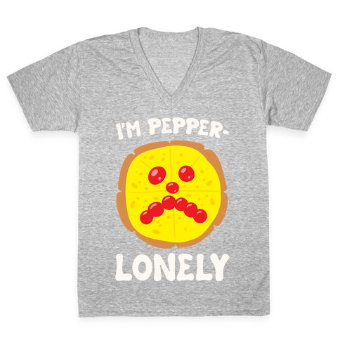 I'm Pepper-Lonely White Print V-Neck Tee Shirt