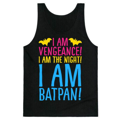 I Am Batpan Parody White Print Tank Top