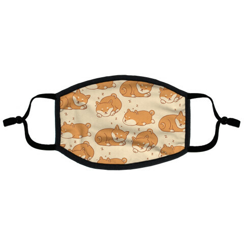 Sleepy Shibe Pattern Flat Face Mask