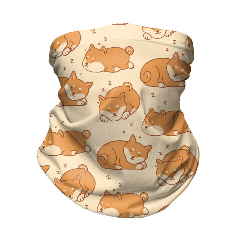 Sleepy Shibe Pattern Neck Gaiter