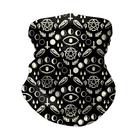 Occult Pixel Pattern On Black Neck Gaiter