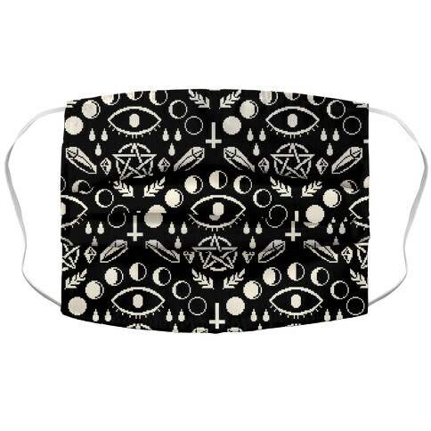 Occult Pixel Pattern On Black Accordion Face Mask