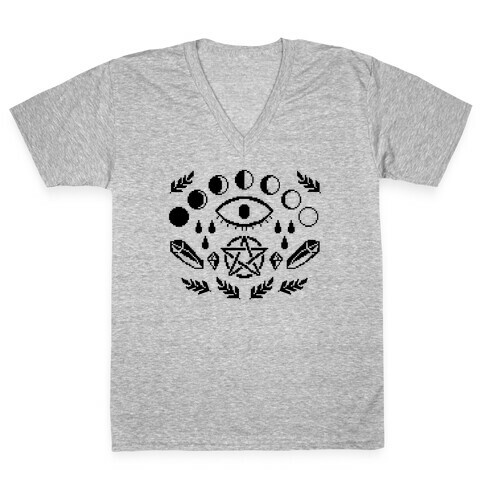 Occult Pixel Pattern V-Neck Tee Shirt