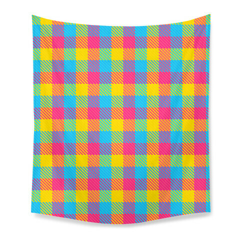 Pan Pride Flag Plaid  Tapestry