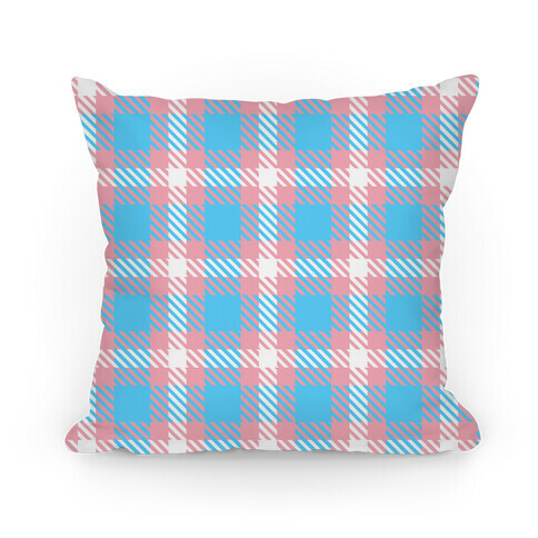 Trans Pride Flag Plaid Pillow