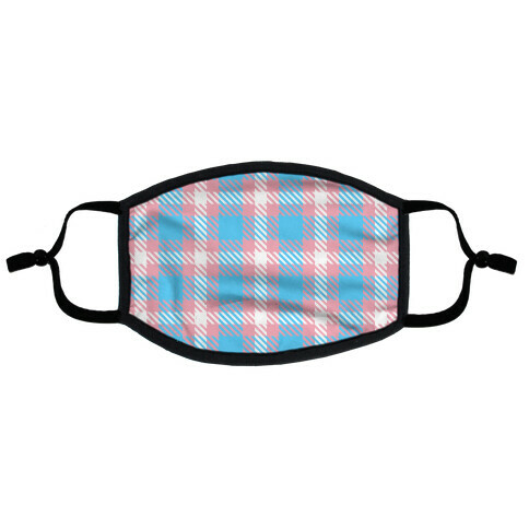 Trans Pride Flag Plaid Flat Face Mask