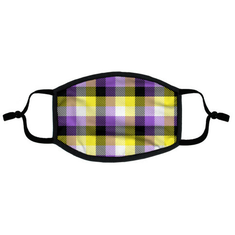 Nonbinary Pride Flag Plaid Flat Face Mask