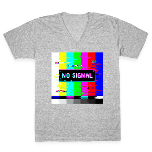 Glitchy No Signal Bars V-Neck Tee Shirt