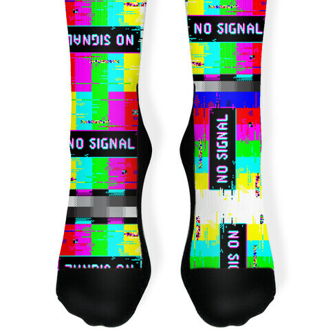 Glitchy No Signal Bars Sock