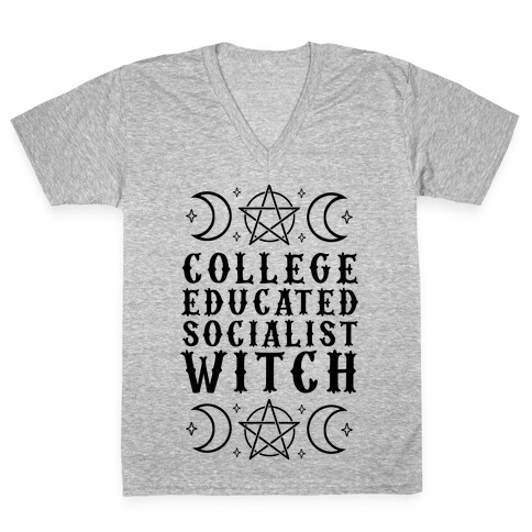 College Educated Socialist Witch V-Neck Tee Shirt