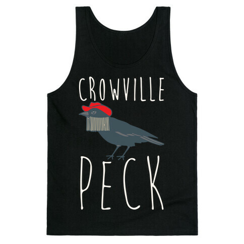 Crowville Peck Parody White Print Tank Top