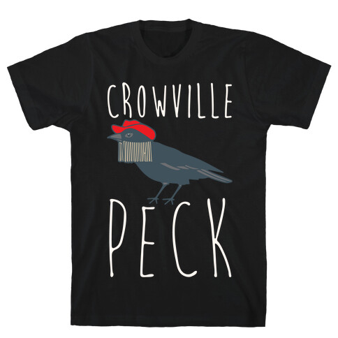 Crowville Peck Parody White Print T-Shirt