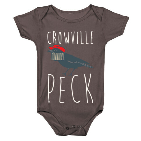 Crowville Peck Parody White Print Baby One-Piece