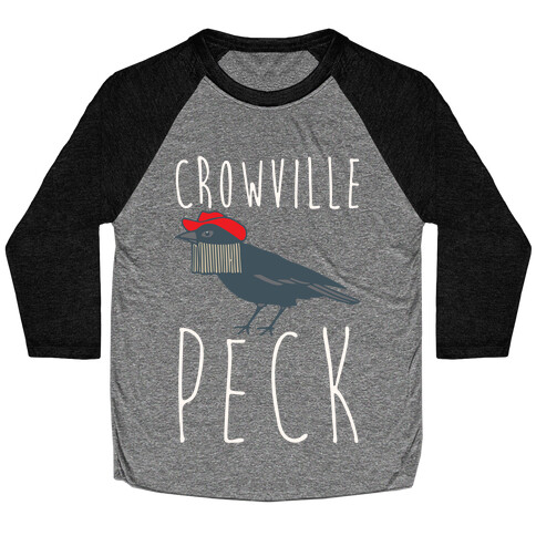 Crowville Peck Parody White Print Baseball Tee