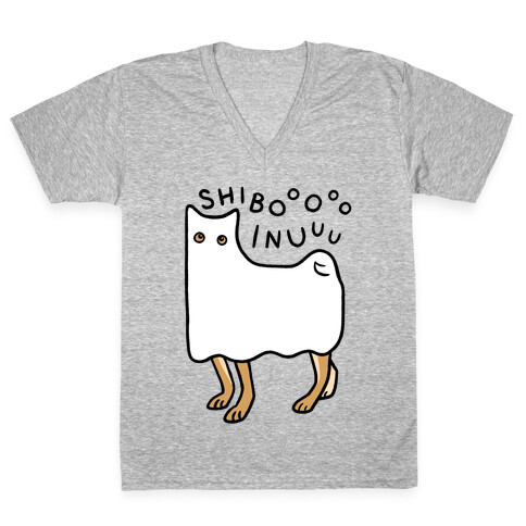 Shiba Inu Ghost V-Neck Tee Shirt