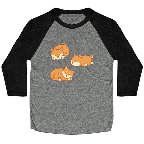 Sleepy Shibe Pattern Baseball Tee