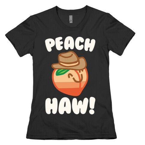 Peach Haw White Print Womens T-Shirt
