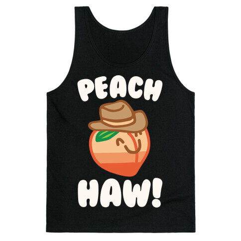 Peach Haw White Print Tank Top