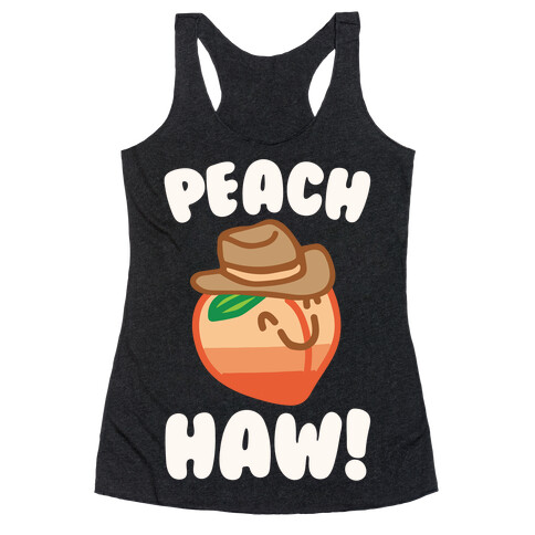Peach Haw White Print Racerback Tank Top