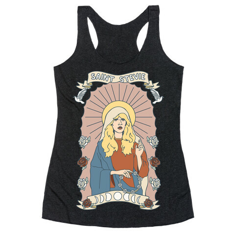 Saint Stevie Parody White Print Racerback Tank Top