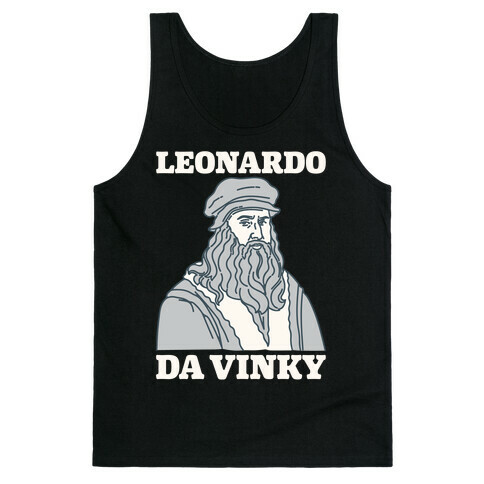 Leonardo Da Vinky Parody White Print Tank Top