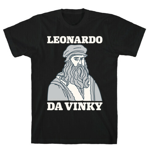 Leonardo Da Vinky Parody White Print T-Shirt