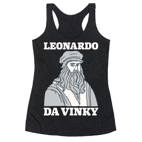 Leonardo Da Vinky Parody White Print Racerback Tank Top